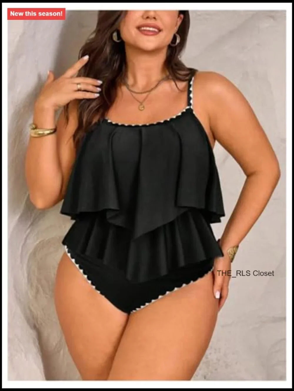 Women's Plus Size 2 Piece Tankini Swimsuit Ruffle Cami Top Bikini Set